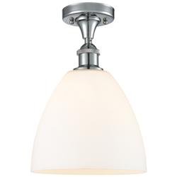 Bristol Glass 9" Semi-Flush Mount - Polished Chrome - Matte White Shad
