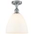 Bristol Glass 9" Semi-Flush Mount - Polished Chrome - Matte White Shad