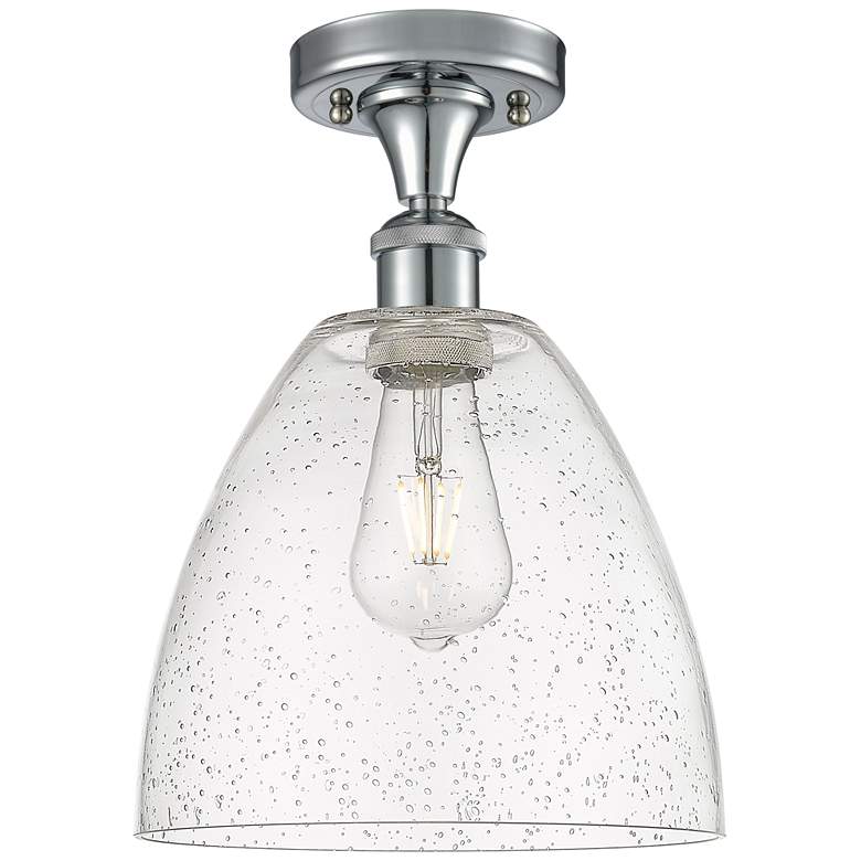 Image 1 Bristol Glass 9" Semi-Flush Mount - Polished Chrome - Seedy Shade