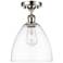 Bristol Glass  9" Semi-Flush Mount - Polished Nickel - Clear Shade