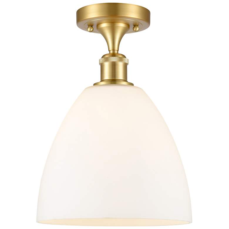 Image 1 Bristol Glass  9" Semi-Flush Mount - Satin Gold - Matte White Shade