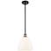 Bristol Glass 9" Wide Black Brass Stem Hung Mini Pendant w/ White Shad