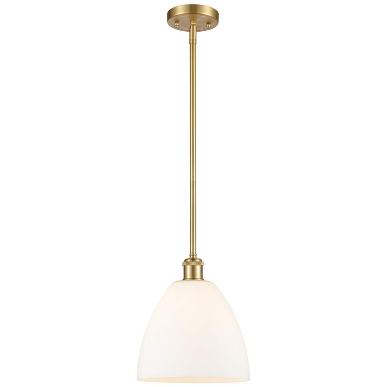 Image 1 Bristol Glass 9" Wide Gold Stem Hung Mini Pendant w/ Matte White Shade