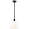 Bristol Glass 9" Wide Matte Black Stem Hung Mini Pendant w/ White Shad