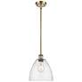 Bristol Glass 9" LED Mini Pendant - Antique Brass - Seedy Shade