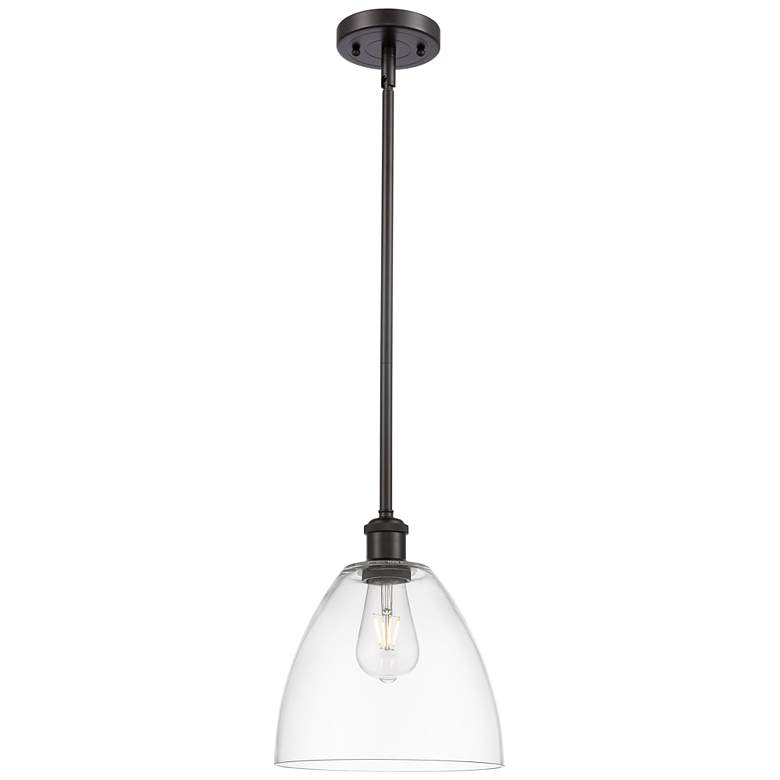 Image 1 Bristol Glass 9" LED Mini Pendant - Oil Rubbed Bronze - Clear Shade