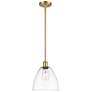Bristol Glass 9" Mini Pendant - Satin Gold - Clear Shade