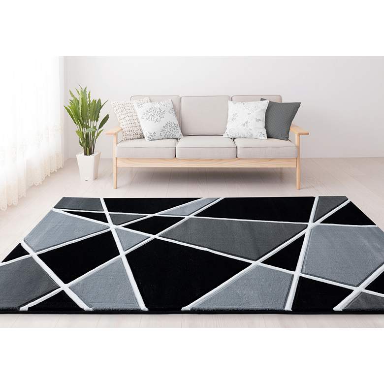 Image 1 Bristol Kanza 10872 5&#39;3 inchx7&#39;6 inch Smoke Gray Black Area Rug