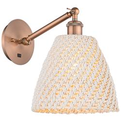 Bristol Natural 11" High Antique Copper Adjustable Sconce w/ Natural Shade