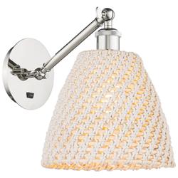 Bristol Natural 11" High Polished Nickel Adjustable Sconce w/ Natural Shade