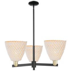 Bristol Natural 31"W 3-Light Black Brass Chandelier w/ Natural Shade