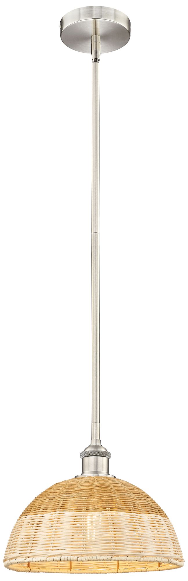 Bristol Natural II 11.75" Wide Satin Nickel Mini Pendant w/ Natural Sh