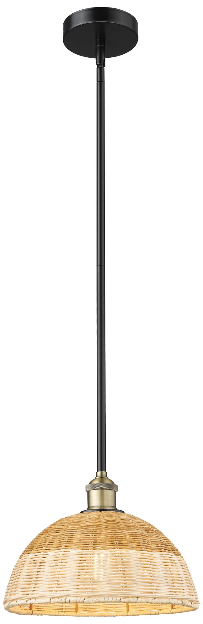 Bristol Natural II 11.75"W Black Brass Mini Pendant w/ Natural Shade