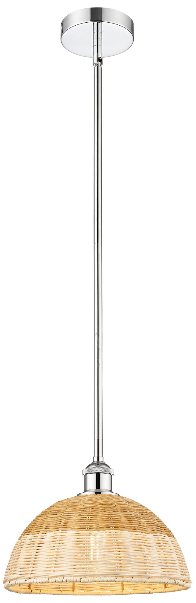 Bristol Natural II 11.75"W Polished Chrome Mini Pendant w/ Natural Shade