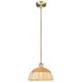 1_Bristol Natural II 11.75" Wide Antique Brass Mini Pendant w/ Natural Shade