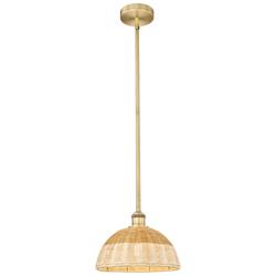 Bristol Natural II 11.75" Wide Brushed Brass Mini Pendant w/ Natural Shade