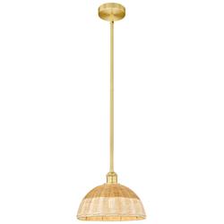 Bristol Natural II 11.75" Wide Satin Gold Mini Pendant w/ Natural Shade