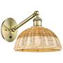 Bristol Natural II 11" High Brass Adjustable Sconce w/ Natural Shade