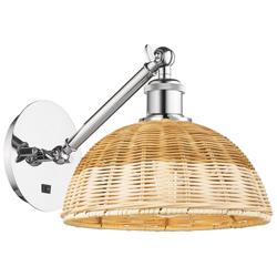 Bristol Natural II 11" High Chrome Adjustable Sconce w/ Natural Shade