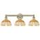 Bristol Natural II 12"H 3-Light Antique Brass Vanity Light w/ Natural Shade