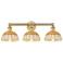 Bristol Natural II 12"H 3-Light Brushed Brass Vanity Light w/ Natural Shade