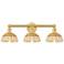 Bristol Natural II 12"H 3-Light Satin Gold Vanity Light w/ Natural Shade