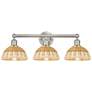 Bristol Natural II 12"H 3-Light Satin Nickel Vanity Light w/ Natural Shade