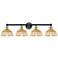 Bristol Natural II 12"H 4-Light Black Brass Vanity Light w/ Natural Shade