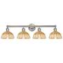 Bristol Natural II 12"H 4-Light Satin Nickel Vanity Light w/ Natural Shade