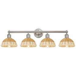 Bristol Natural II 12"H 4-Light Satin Nickel Vanity Light w/ Natural Shade