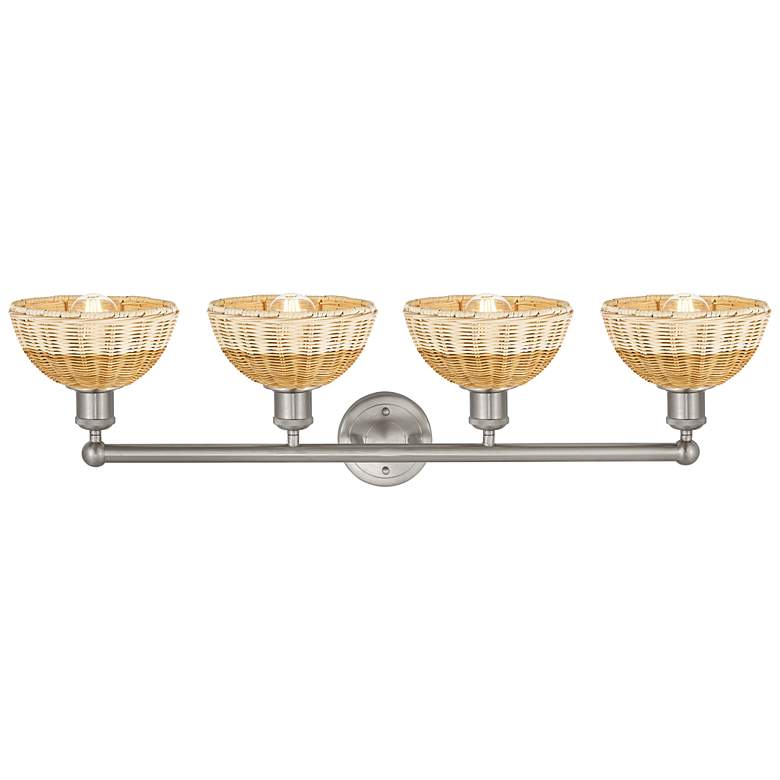 Image 2 Bristol Natural II 12"H 4-Light Satin Nickel Vanity Light w/ Natural Shade more views