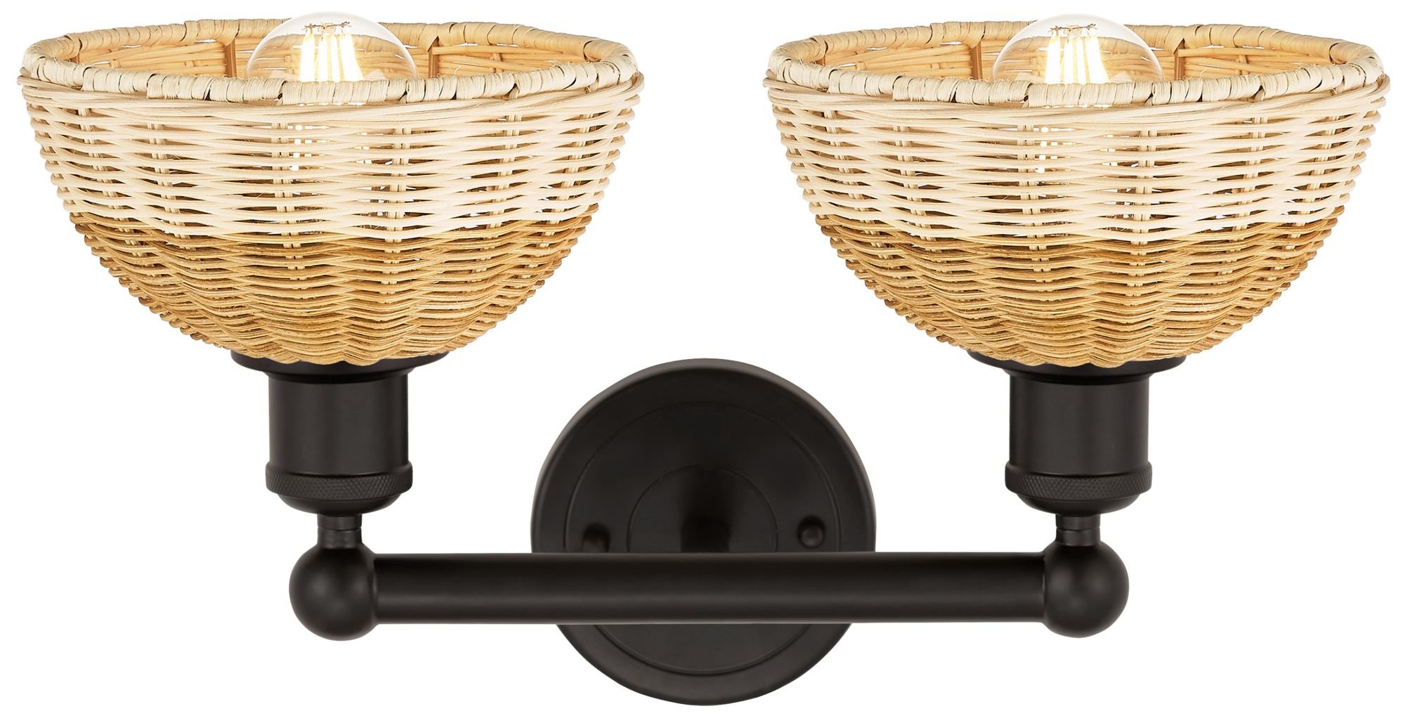 Image 2 Bristol Natural II 12" High 2-Light Bronze Vanity Light w/ Natural Shade more views