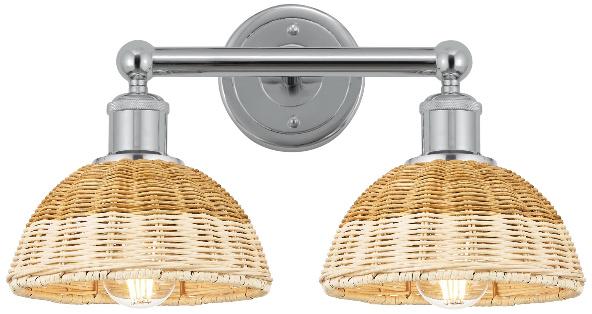 Bristol Natural II 12" High 2-Light Chrome Vanity Light w/ Natural Shade