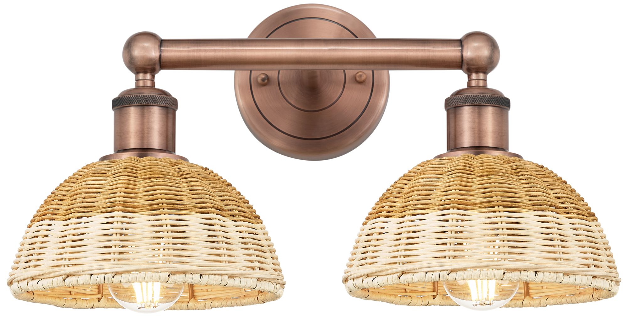 Bristol Natural II 12" High 2-Light Copper Vanity Light w/ Natural Shade