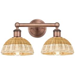 Bristol Natural II 12" High 2-Light Copper Vanity Light w/ Natural Shade