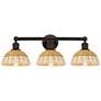 Bristol Natural II 12" High 3-Light Bronze Vanity Light w/ Natural Shade