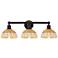 Bristol Natural II 12" High 3-Light Bronze Vanity Light w/ Natural Shade
