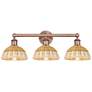 Bristol Natural II 12" High 3-Light Copper Vanity Light w/ Natural Shade