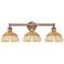 Bristol Natural II 12" High 3-Light Copper Vanity Light w/ Natural Shade