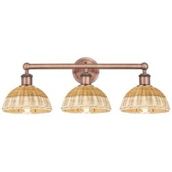 Bristol Natural II 12" High 3-Light Copper Vanity Light w/ Natural Shade