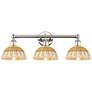 Bristol Natural II 12" High 3-Light Nickel Vanity Light w/ Natural Shade