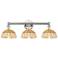 Bristol Natural II 12" High 3-Light Nickel Vanity Light w/ Natural Shade