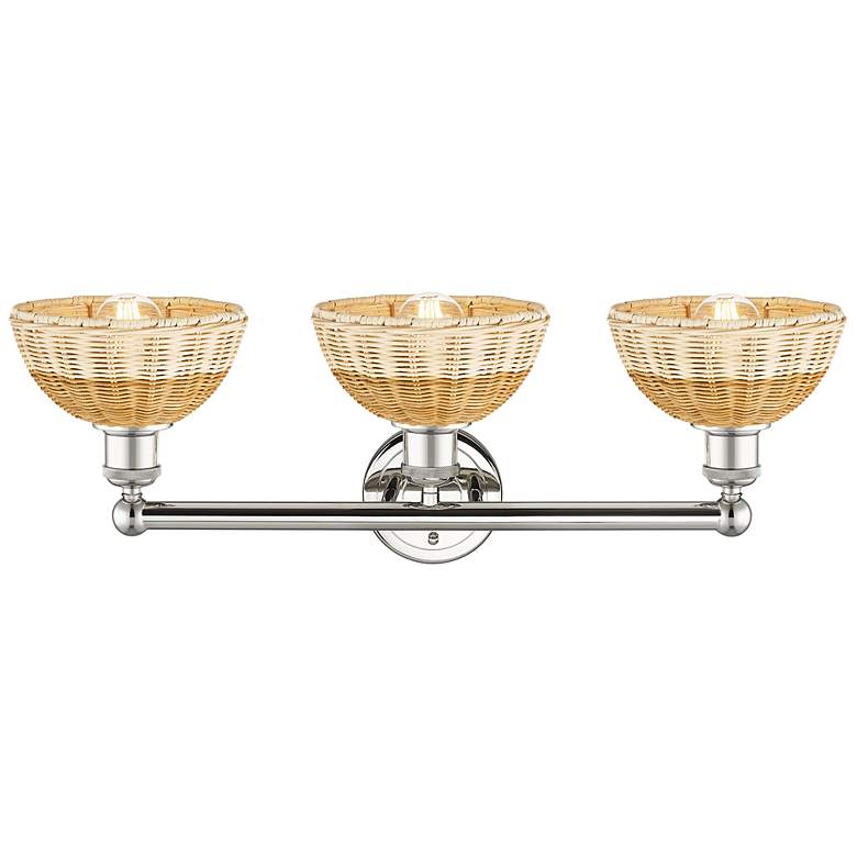 Image 2 Bristol Natural II 12" High 3-Light Nickel Vanity Light w/ Natural Shade more views