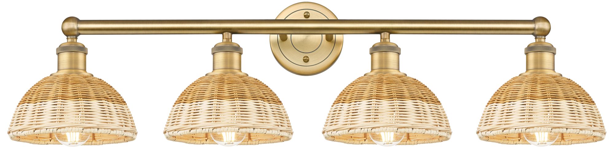 Bristol Natural II 12" High 4-Light Brass Vanity Light w/ Natural Shade
