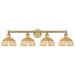 Bristol Natural II 12" High 4-Light Brass Vanity Light w/ Natural Shade