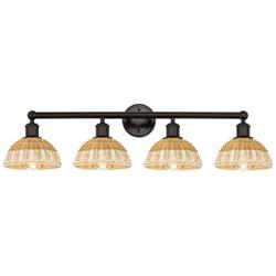 Bristol Natural II 12" High 4-Light Bronze Vanity Light w/ Natural Shade