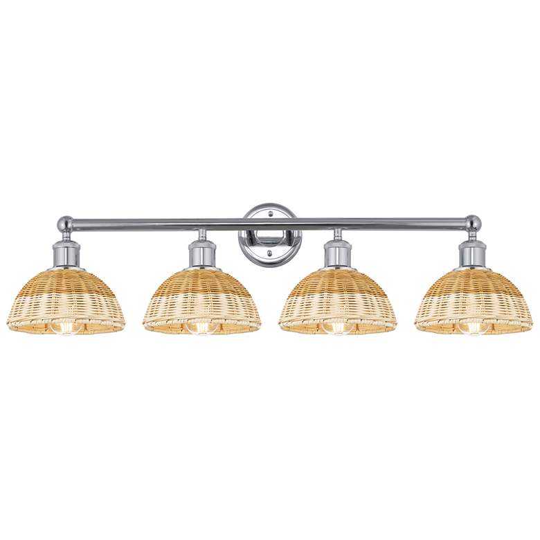 Image 1 Bristol Natural II 12" High 4-Light Chrome Vanity Light w/ Natural Shade