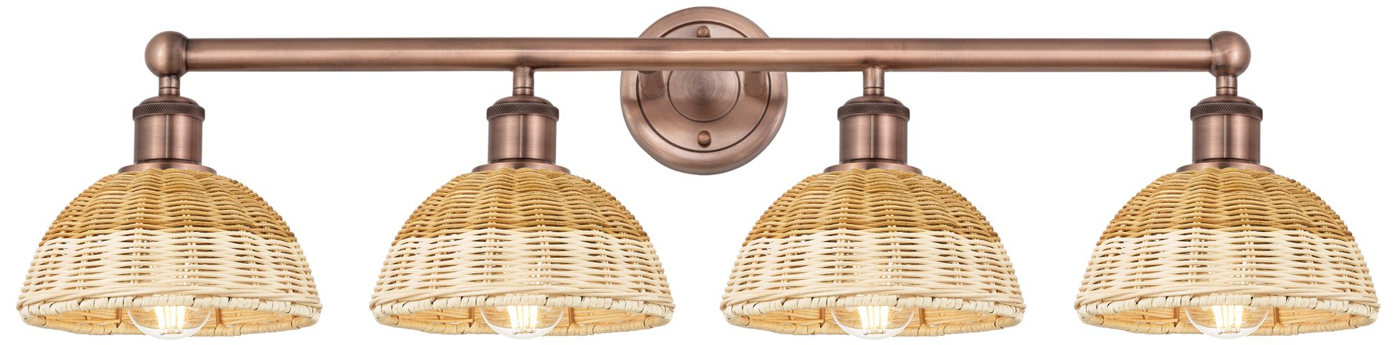 Bristol Natural II 12" High 4-Light Copper Vanity Light w/ Natural Shade