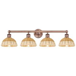 Bristol Natural II 12" High 4-Light Copper Vanity Light w/ Natural Shade