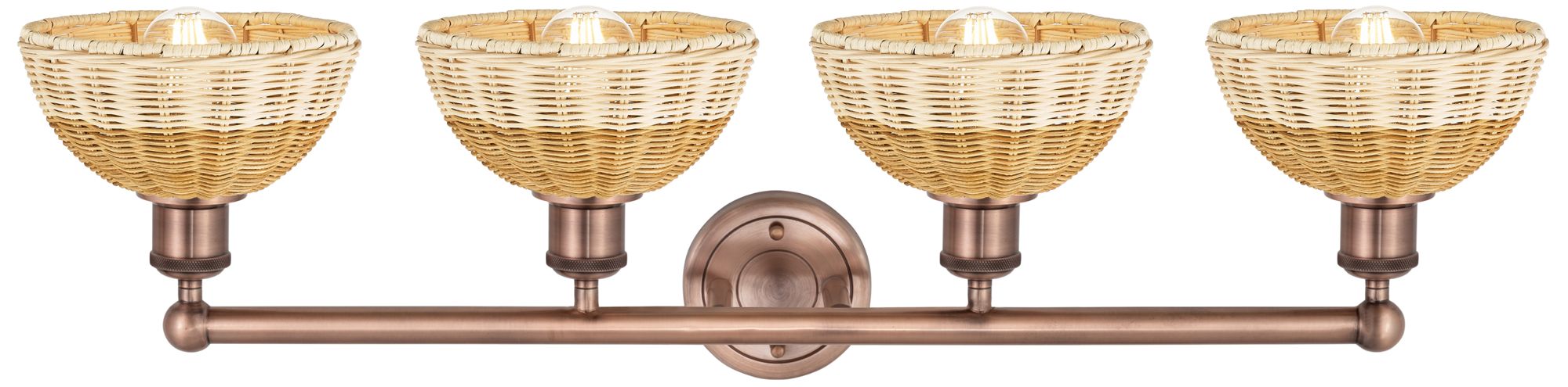 Image 2 Bristol Natural II 12" High 4-Light Copper Vanity Light w/ Natural Shade more views